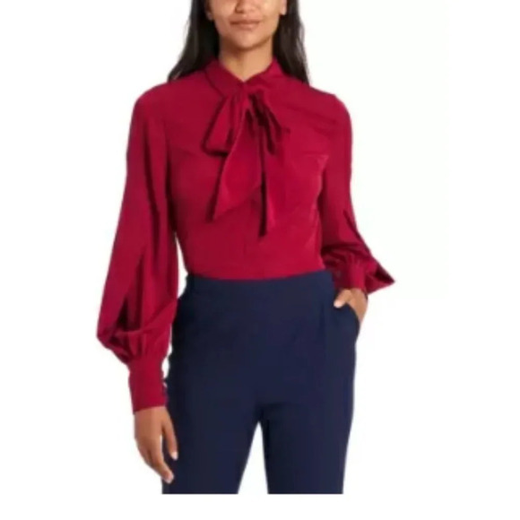 Riley & Rae Tops - RILEY & RAE Camille Tie-neck Blouse, Created For Macy's In Heritage Red XS